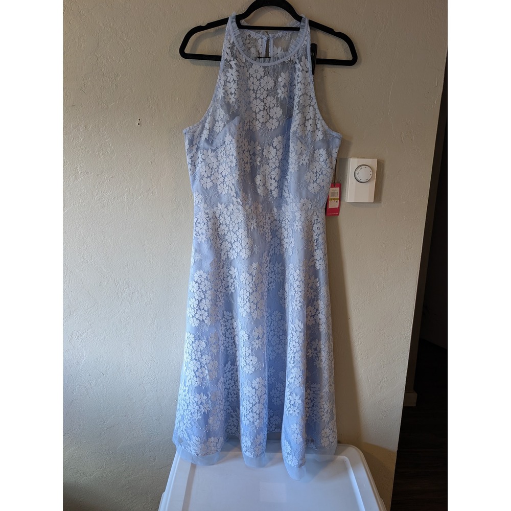 Vince Camuto NWT Blue Floral Lace Sleeveless Dress womens sz 14